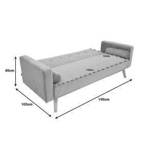Разтегателен диван Success 3-местен кадифен плат в ментов нюанс 190x80x84см