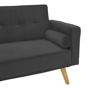 Разтегателен диван Success 3-местен кадифен плат в цвят антрацит 190x80x84см