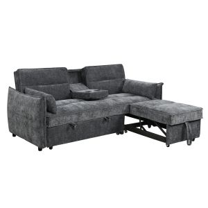 Разтегателен диван многоформен 2-местен Velar Hm3305.01 сив плат 208x86x85всм.