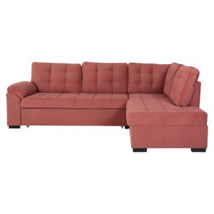 Right-angle sofa bed Jade Hm3144,03r with plush fabric, rose ash color 250x80-180x73-88hcm
