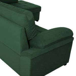 Right-angle sofa bed Jade Hm3144,05r with plush fabric, Cyprus green color 250x80-180x73-88hcm