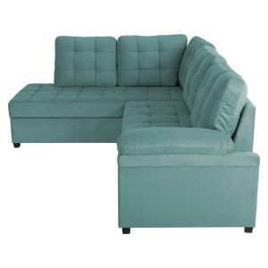 Left corner sofa bed Jade Hm3144,04l with plush fabric, green color 250x80-180x73-88hcm