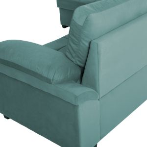 Left corner sofa bed Jade Hm3144,04l with plush fabric, green color 250x80-180x73-88hcm