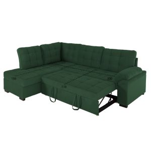 Left corner sofa bed Jade Hm3144,05l with plush fabric Cyprus green 250x80-180x73-88hcm