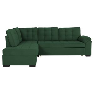 Left corner sofa bed Jade Hm3144,05l with plush fabric Cyprus green 250x80-180x73-88hcm