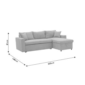 Lilian reversible corner sofa bed with textile upholstery 225x148x81cm