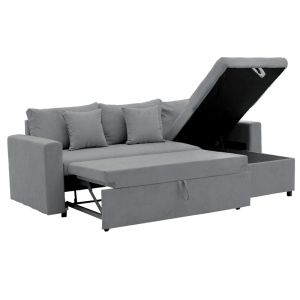 Lilian reversible corner sofa bed with textile upholstery 225x148x81cm