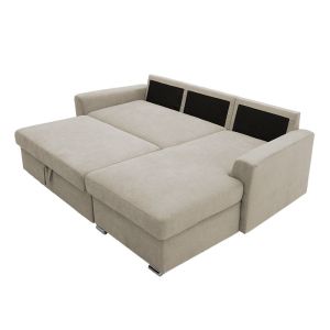 Belle corner sofa bed with beige fabric 236x164x88cm