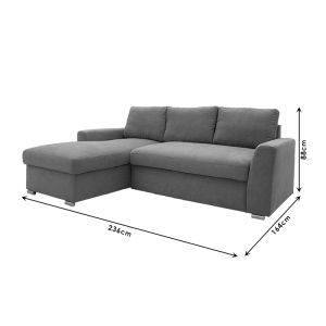 Corner sofa bed Belle anthracite 236x164x88cm