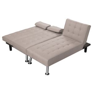 Corner sofa bed Brisk Brown - textile fabric, gray color 200x146x75cm