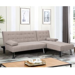 Corner sofa bed Brisk Brown - textile fabric, gray color 200x146x75cm