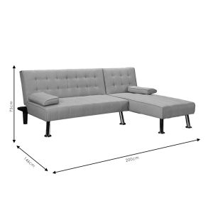 Corner sofa bed Brisk textile fabric gray 200x146x75cm