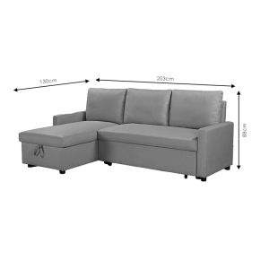 Corner reversable sofa-bed Infuse with storage space anthracite fabric 203x130x88cm