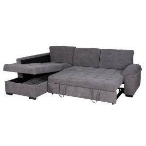Corner sofa bed Jade fabric in dark gray color Hm3144,02l 252x159x84hcm