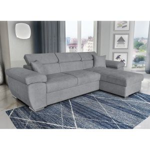 Comy reversible corner sofa bed, gray, 286x160x75-90cm