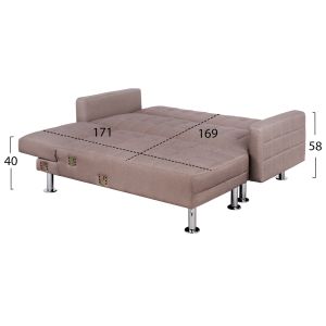 Reversible corner sofa bed Holden Hm3147,02 in beige color 265x151x78cm