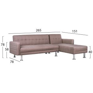 Reversible corner sofa bed Holden Hm3147,02 in beige color 265x151x78cm