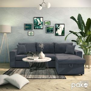 Lilian reversible corner sofa bed, anthracite color, 225x148x81cm