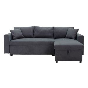 Lilian reversible corner sofa bed, anthracite color, 225x148x81cm