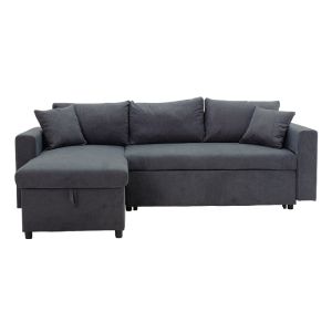 Lilian reversible corner sofa bed, anthracite color, 225x148x81cm