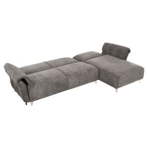 Разтегателен ъглов диван-легло Mailo, тъмно сива тъкан-метални крака 300x150x80hcm Hm6071,02