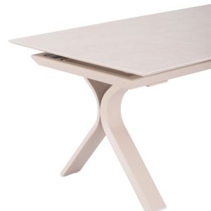 Extendable aluminum dining table Andromeda (l) Sm6184 frame and top made of sintered stone in ivory color 240-300x100x76.5h