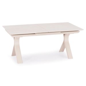 Extendable aluminum dining table Andromeda (l) Sm6184 frame and top made of sintered stone in ivory color 240-300x100x76.5h