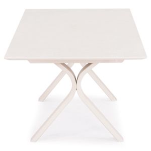 Extendable aluminum dining table Andromeda (l) Sm6184 frame and top made of sintered stone in ivory color 240-300x100x76.5h