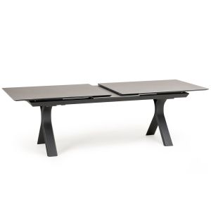 Extendable aluminum dining table Andromeda (s) Sm6183.02 frame and sintered stone top in gray color 180-240x100x76.5h