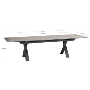 Extendable aluminum dining table Andromeda (s) Sm6183.02 frame and sintered stone top in gray color 180-240x100x76.5h