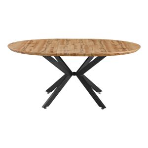 Edina Extendable Table Made of Mdf in Sonoma Color with Black Metal Legs 130-170x130x75cm