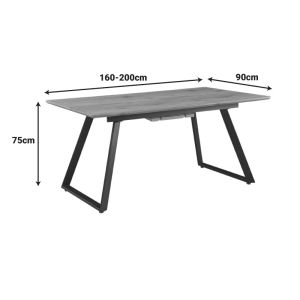 Extendable table Kannu in natural color with black metal legs 160-200x90x75cm