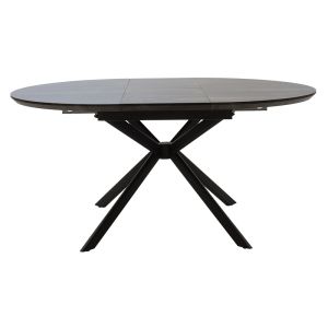 Spiral extendable dining table with gray top and black metal legs 120-160x120x75m