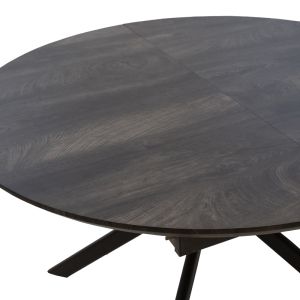 Spiral extendable dining table with gray top and black metal legs 120-160x120x75m