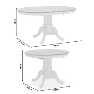 Extendable dining table Lars Nirvana rubber wood D100(+38)x100x75cm