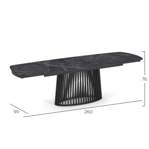 Extendable dining table Memnon Sm18098 ceramic top-metal black 180x90x76h