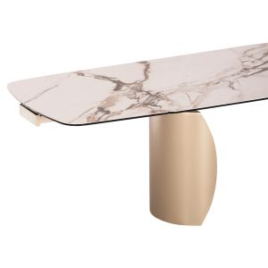 Extendable dining table Obsession Sm18086 ceramic top, glass, metal legs champagne 200(+50+50)x100x77w.