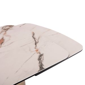 Extendable dining table Obsession Sm18086 ceramic top, glass, metal legs champagne 200(+50+50)x100x77w.