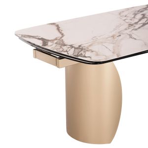Extendable dining table Obsession Sm18086 ceramic top, glass, metal legs champagne 200(+50+50)x100x77w.