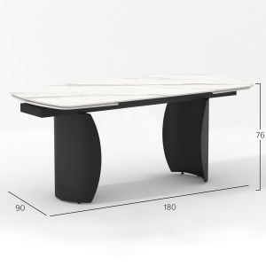 Extendable dining table Obsession Sm18087 ceramic top marble and black metal legs 180(+40+40)x90x76 cm