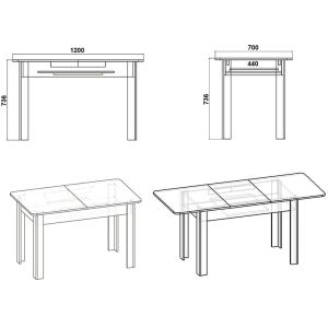 Extendable dining table Quiin 120-174x70x73.5cm