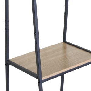 Рафт за антре Herevy в цвят дъб с черен метал 101x35x160см