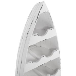 Vertical bottle rack in the shape of a boat made of mahogany wood 10 places Hm9493 36x26x92.5cm
