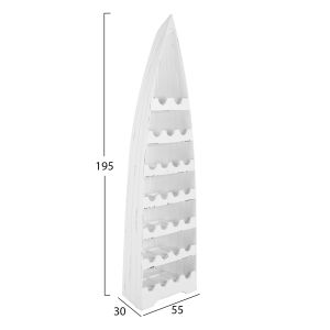Vertical bottle rack in the shape of a boat made of mahogany wood Hm9494 55x30x195cm