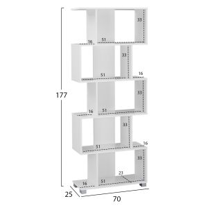 Melamine shelf Hm2385,04 white 70x25x177cm