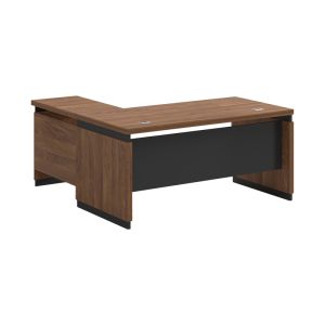 Reversible desk Oscar melamine in walnut-charcoal shade 200x100x76cm