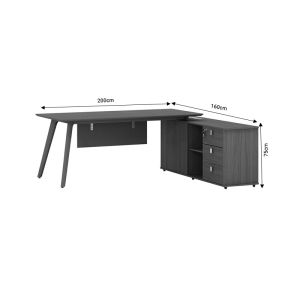 Reversible professional desk Denith walnut/charcoal 200x160x75cm