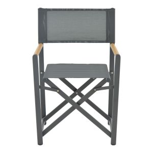 Mabu aluminum director's chair with dark gray fabric 56x48x86cm