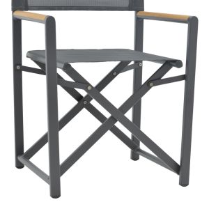 Mabu aluminum director's chair with dark gray fabric 56x48x86cm