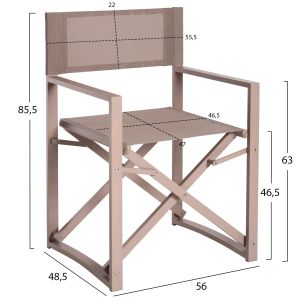 Director's chair aluminum champagne color 57x48.5x85.5hcm Hm5094.03